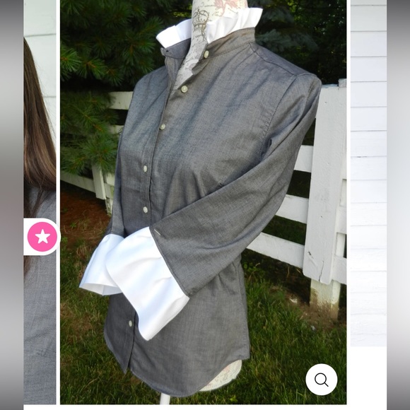 PEARLY VINE Scarlett Ribbon Trim Oxford Shirt, size S - Picture 3 of 8